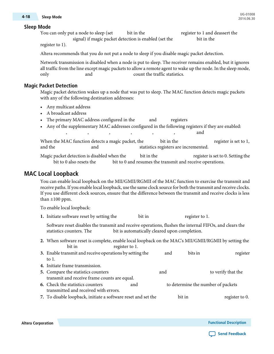 Sleep mode, Magic packet detection, Mac local loopback | Mac local loopback -18 | Altera Triple Speed Ethernet MegaCore Function User Manual | Page 54 / 223