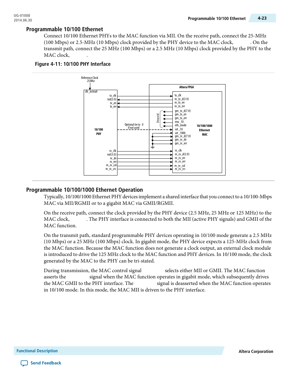 Programmable 10/100 ethernet, Programmable 10/100/1000 ethernet operation | Altera Triple Speed Ethernet MegaCore Function User Manual | Page 59 / 223