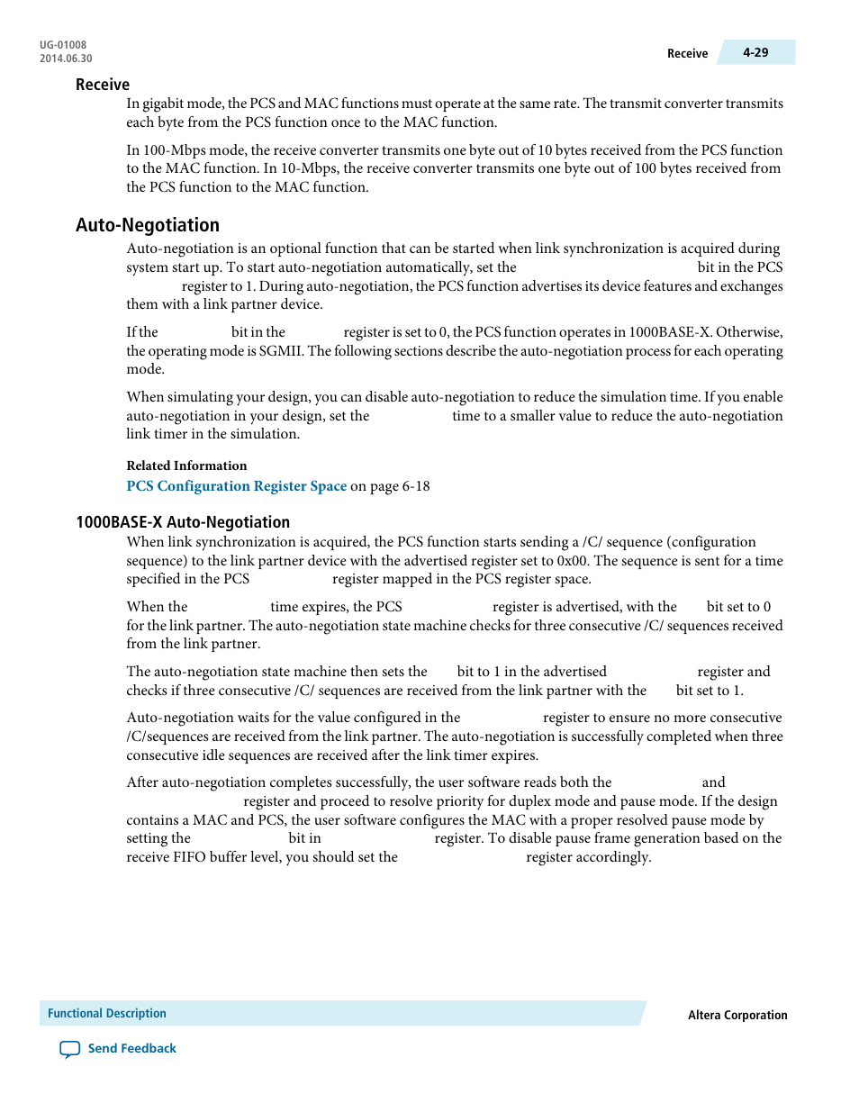 Receive, Auto-negotiation, 1000base-x auto-negotiation | Auto-negotiation -29 | Altera Triple Speed Ethernet MegaCore Function User Manual | Page 65 / 223
