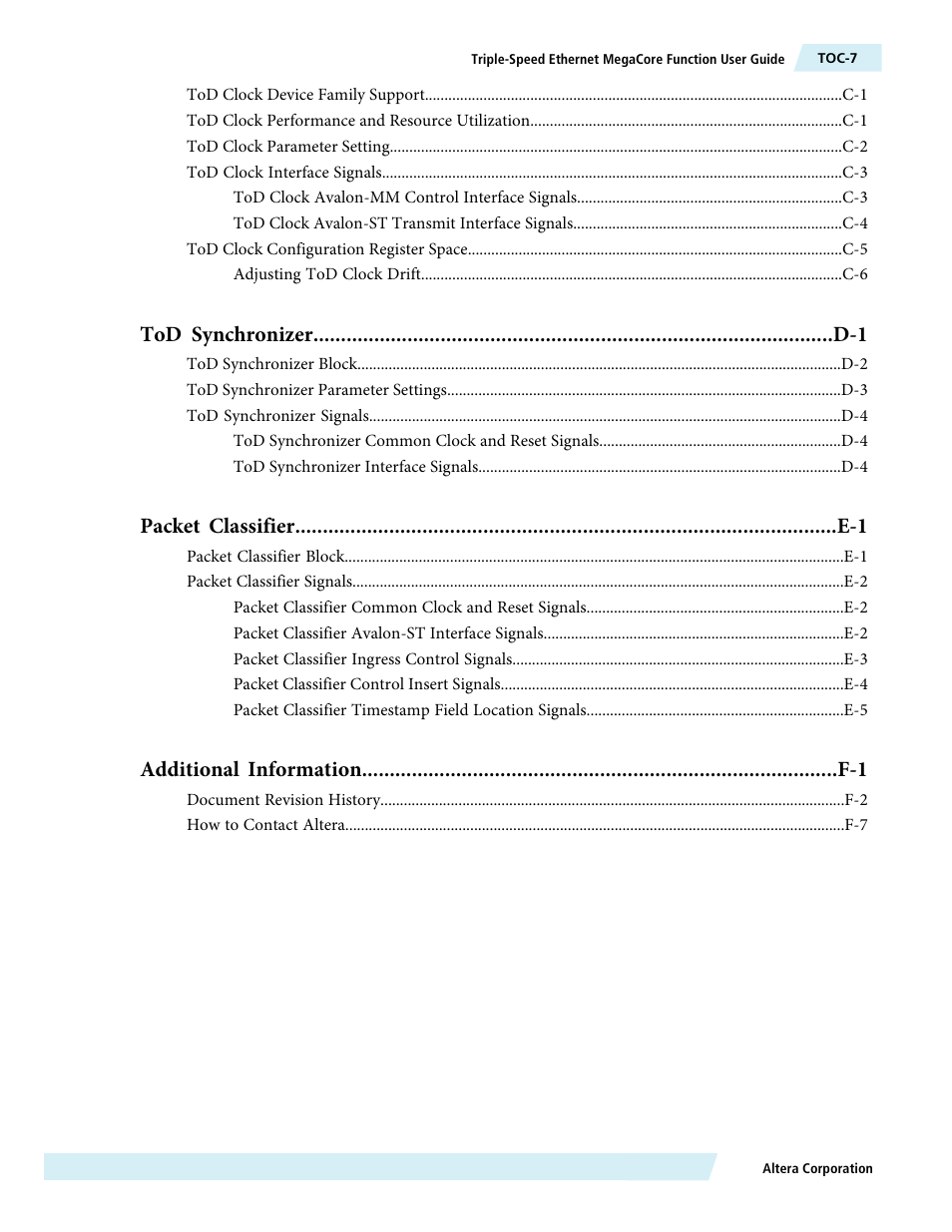Altera Triple Speed Ethernet MegaCore Function User Manual | Page 7 / 223