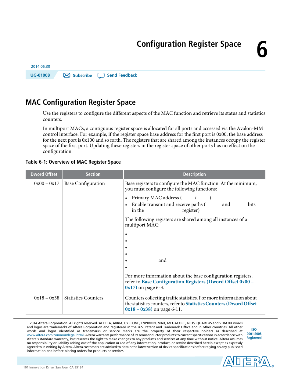 Configuration register space, Mac configuration register space, Configuration register space -1 | Mac configuration register space -1 | Altera Triple Speed Ethernet MegaCore Function User Manual | Page 84 / 223