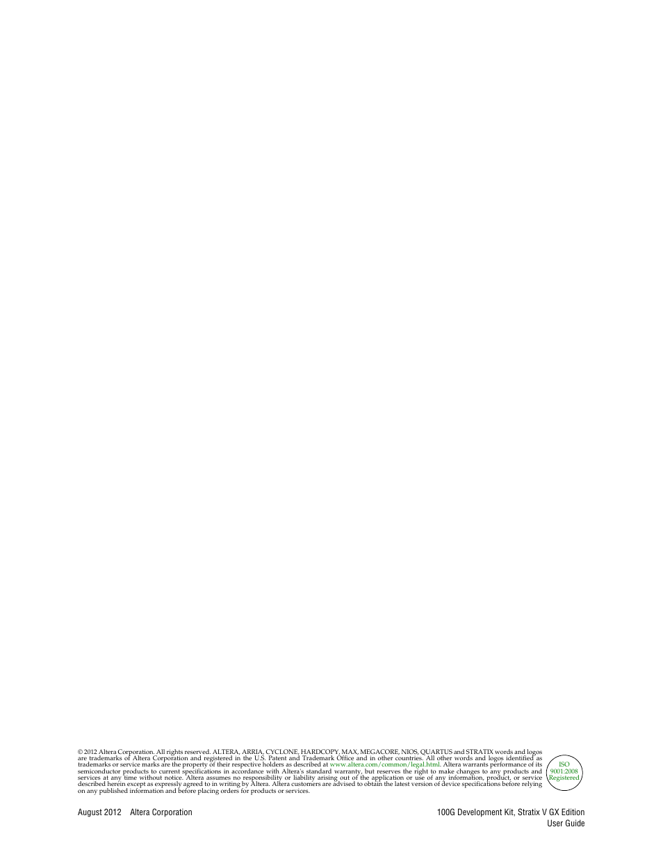Altera 100G Development Kit, Stratix V GX Edition User Manual | Page 2 / 44