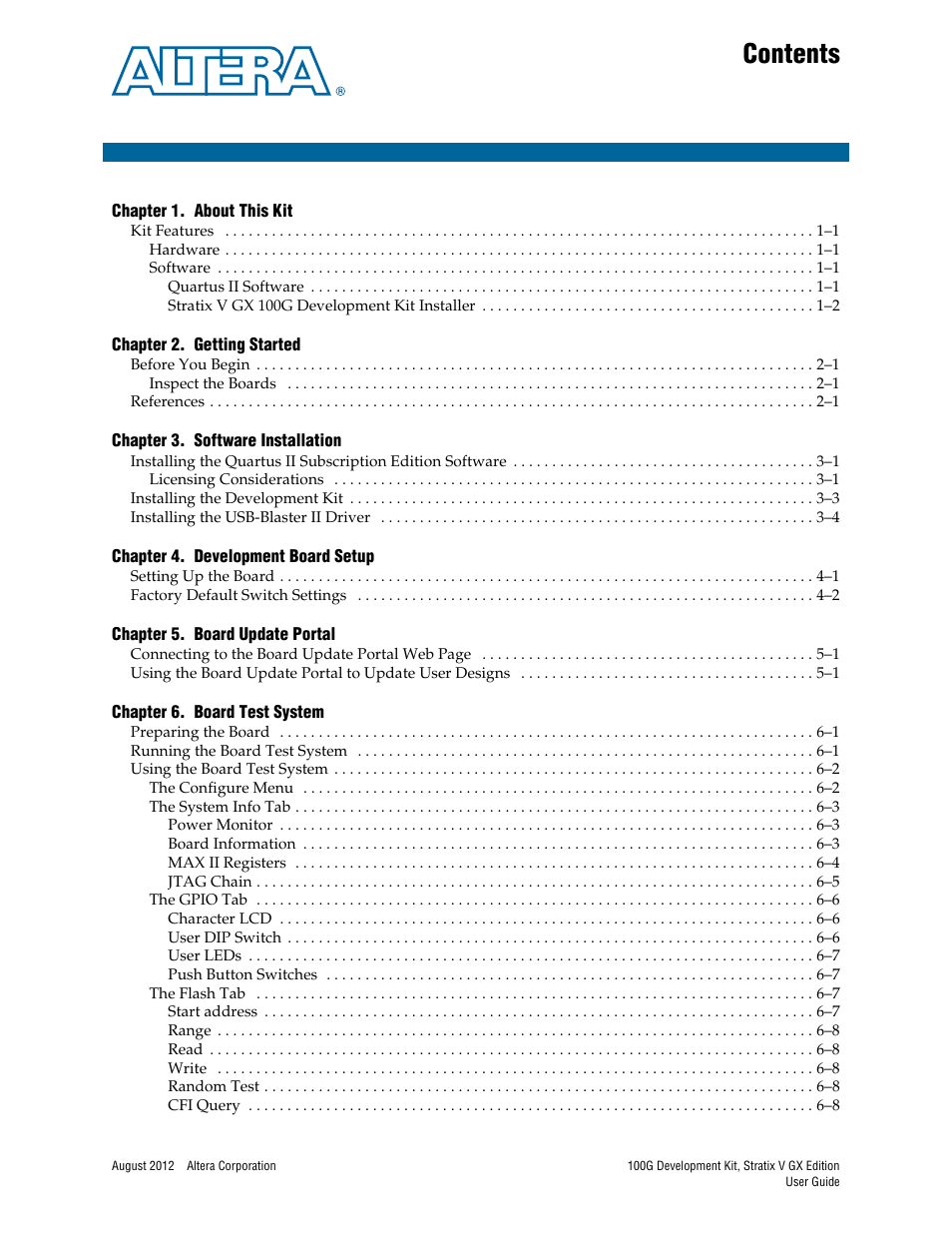Altera 100G Development Kit, Stratix V GX Edition User Manual | Page 3 / 44
