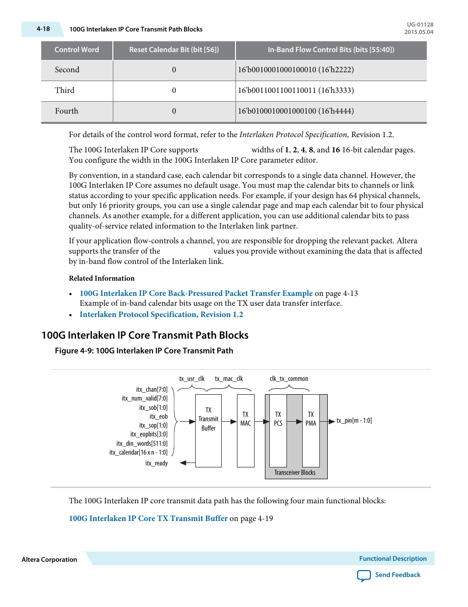 100g interlaken ip core transmit path blocks, 100g interlaken ip core transmit path blocks -18 | Altera 100G Interlaken MegaCore Function User Manual | Page 48 / 111
