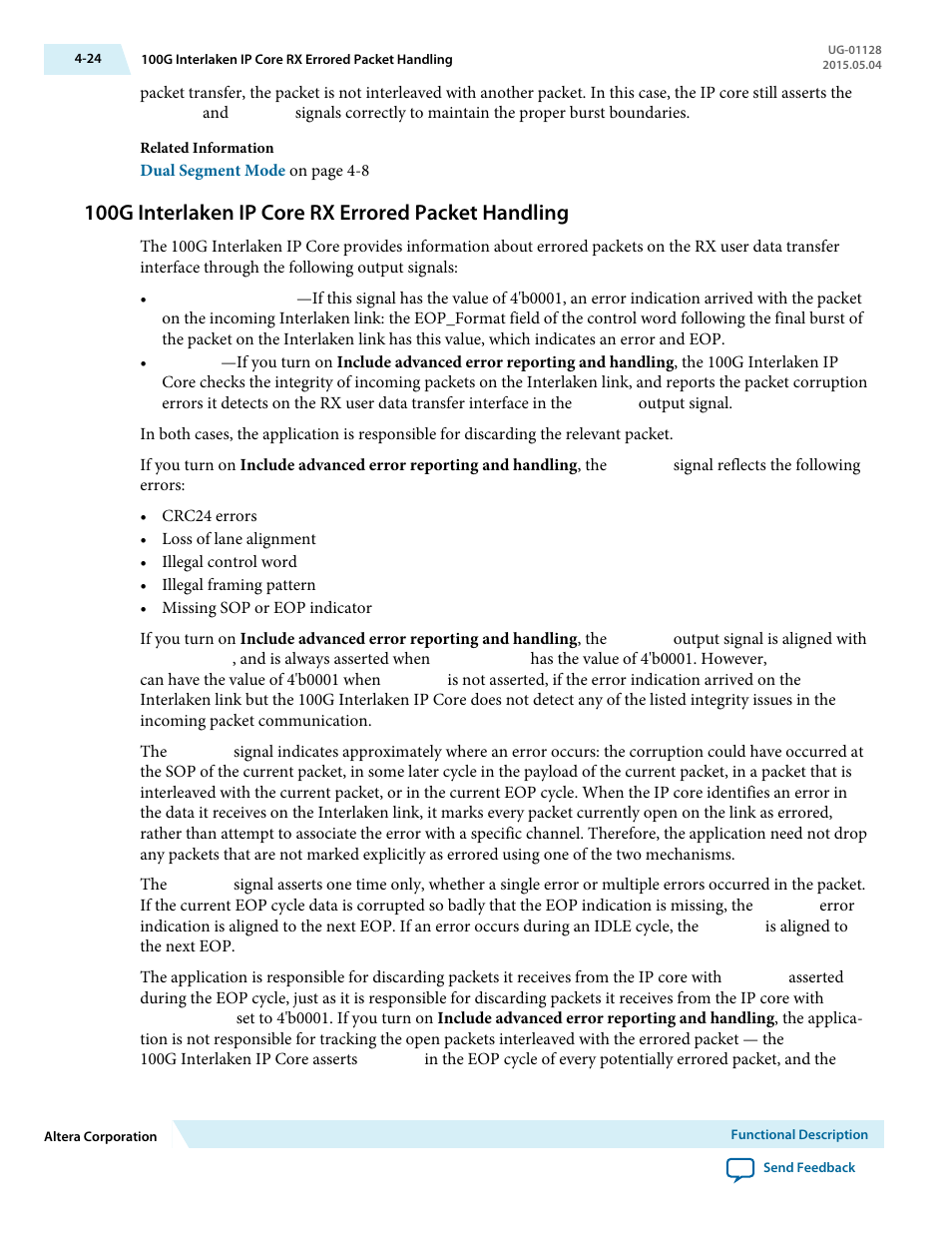 100g interlaken ip core rx errored packet handling | Altera 100G Interlaken MegaCore Function User Manual | Page 54 / 111