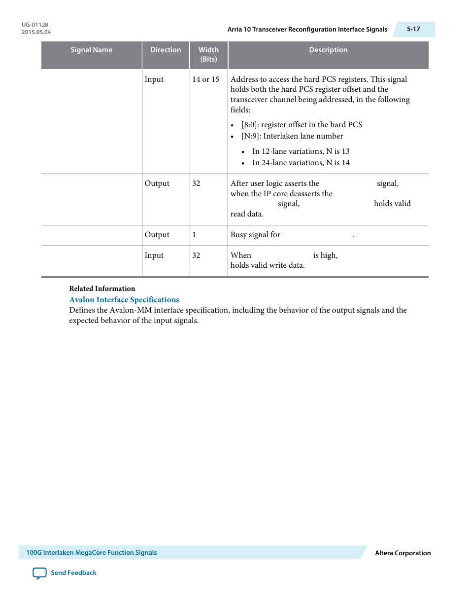 Altera 100G Interlaken MegaCore Function User Manual | Page 75 / 111