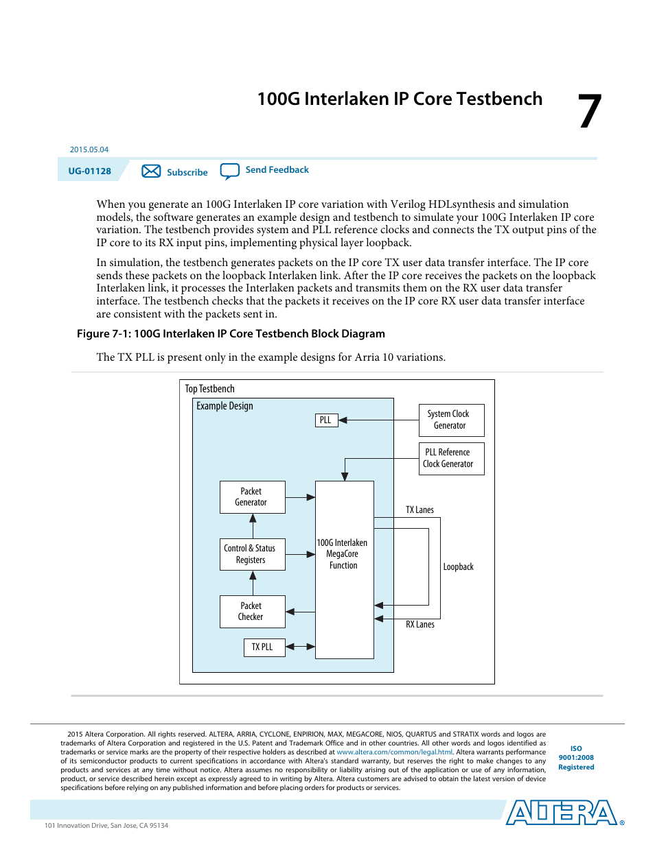 100g interlaken ip core testbench, 100g interlaken ip core testbench -1 | Altera 100G Interlaken MegaCore Function User Manual | Page 82 / 111