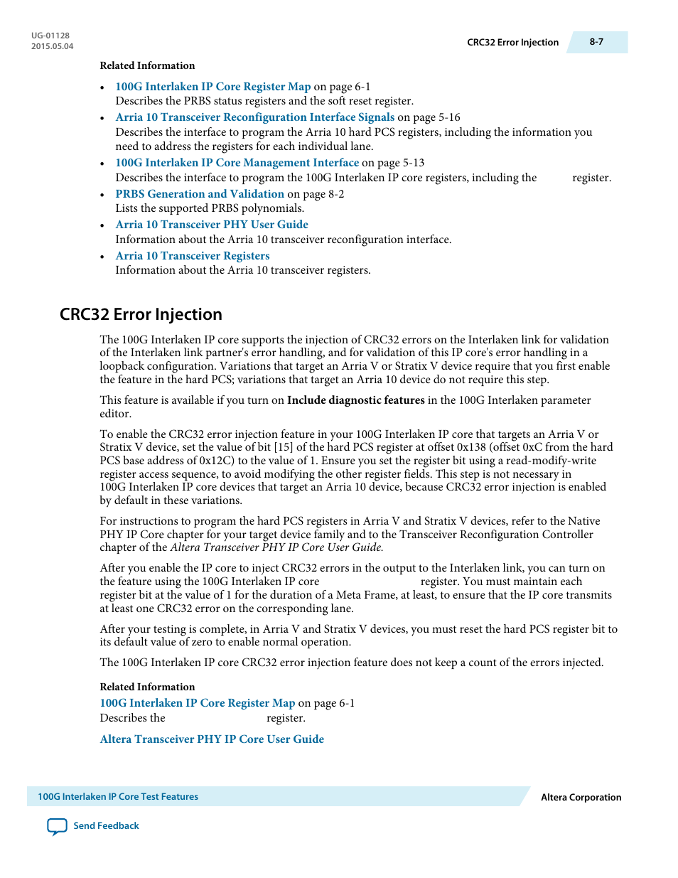 Crc32 error injection, Crc32 error injection -7 | Altera 100G Interlaken MegaCore Function User Manual | Page 92 / 111