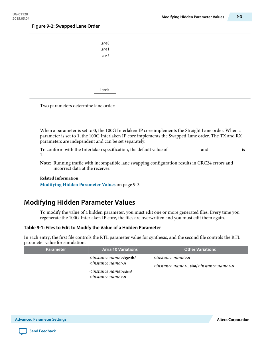 Modifying hidden parameter values, Modifying hidden parameter values -3 | Altera 100G Interlaken MegaCore Function User Manual | Page 96 / 111