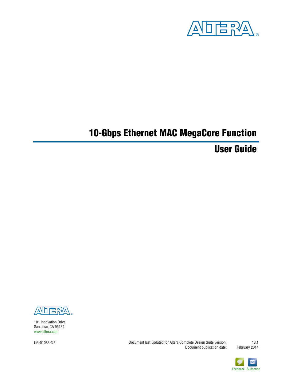Altera 10-Gbps Ethernet MAC MegaCore Function User Manual | 175 pages