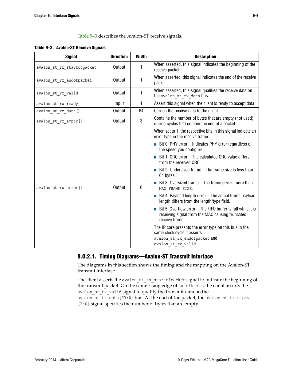 Timing diagrams—avalon-st transmit interface, Timing diagrams—avalon-st transmit interface –3 | Altera 10-Gbps Ethernet MAC MegaCore Function User Manual | Page 122 / 175
