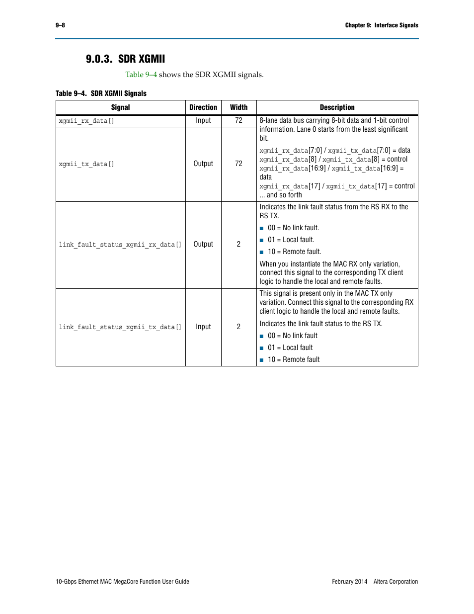 Sdr xgmii, Sdr xgmii –8 | Altera 10-Gbps Ethernet MAC MegaCore Function User Manual | Page 127 / 175