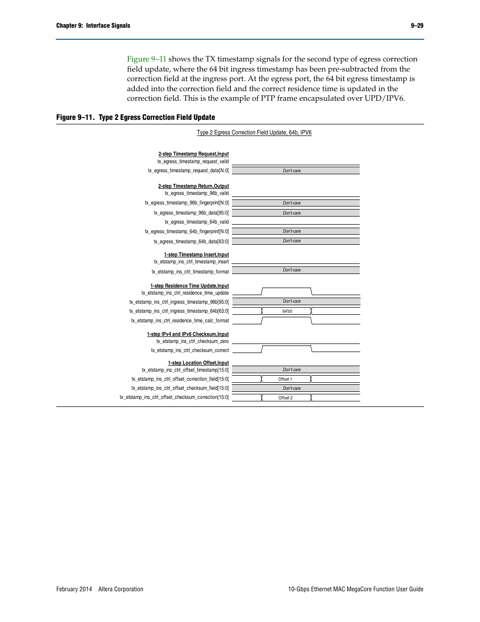 Figure 9–11. type 2 egress correction field update | Altera 10-Gbps Ethernet MAC MegaCore Function User Manual | Page 148 / 175