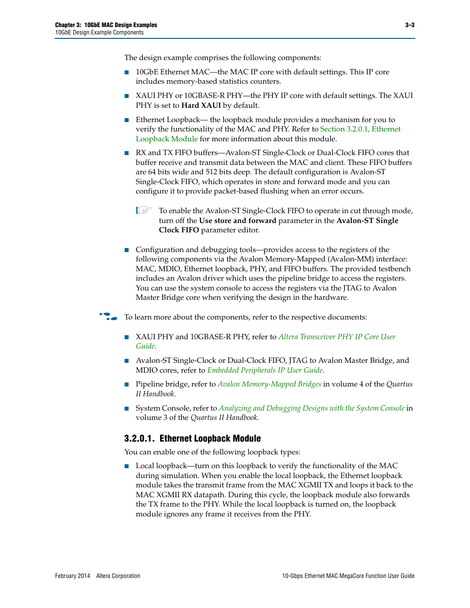 Ethernet loopback module, Ethernet loopback module –3 | Altera 10-Gbps Ethernet MAC MegaCore Function User Manual | Page 21 / 175