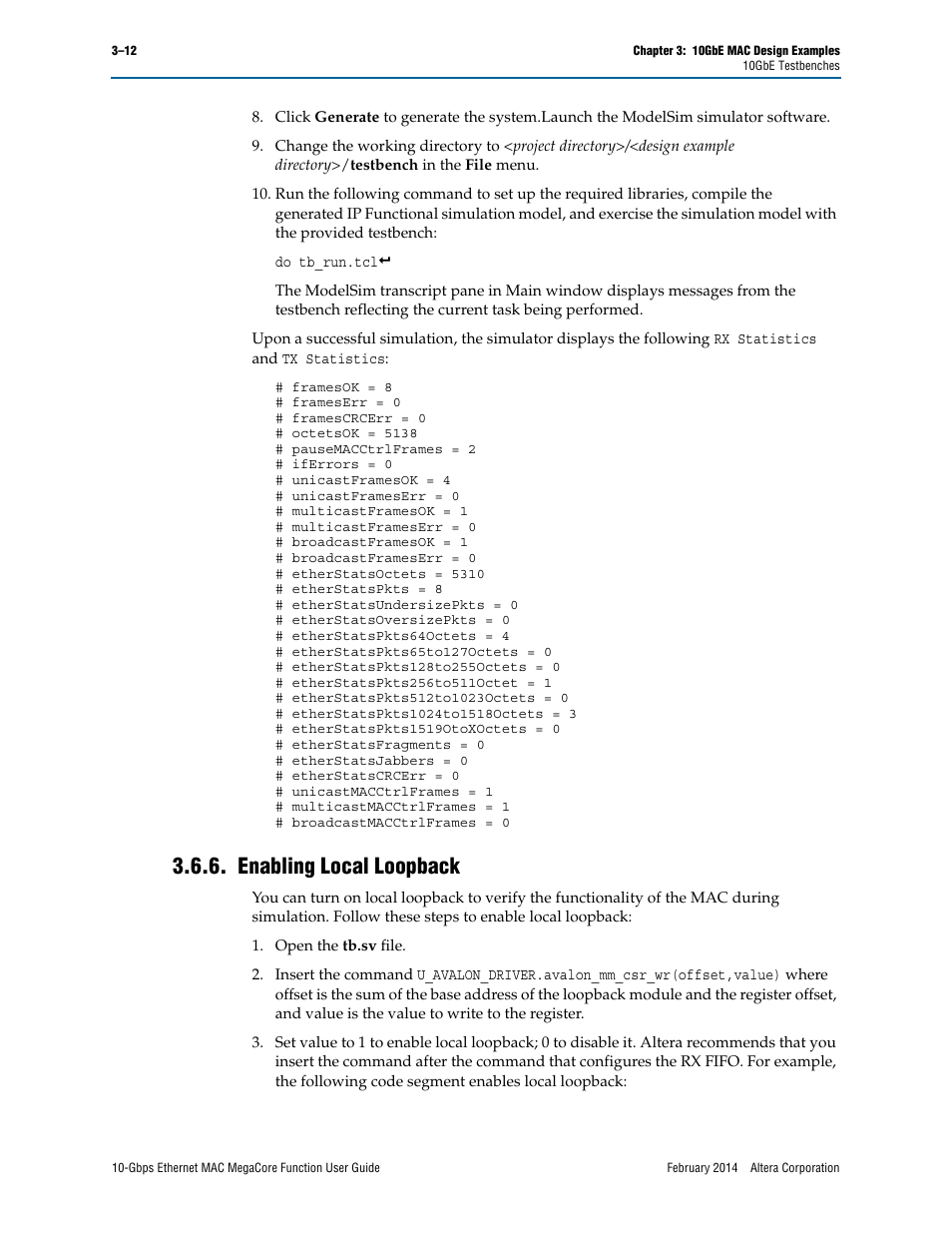 Enabling local loopback, Enabling local loopback –12 | Altera 10-Gbps Ethernet MAC MegaCore Function User Manual | Page 30 / 175