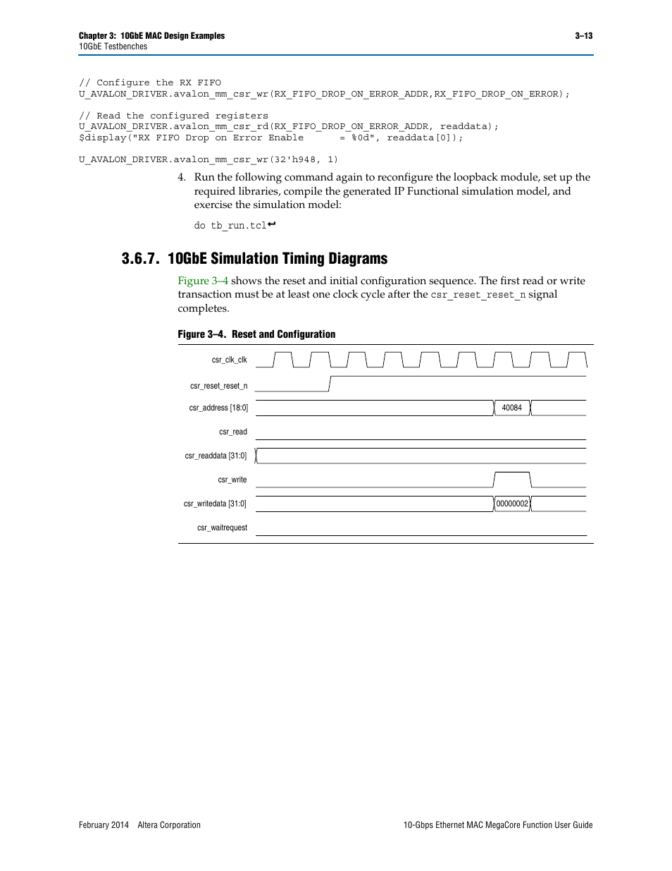 10gbe simulation timing diagrams, 10gbe simulation timing diagrams –13 | Altera 10-Gbps Ethernet MAC MegaCore Function User Manual | Page 31 / 175