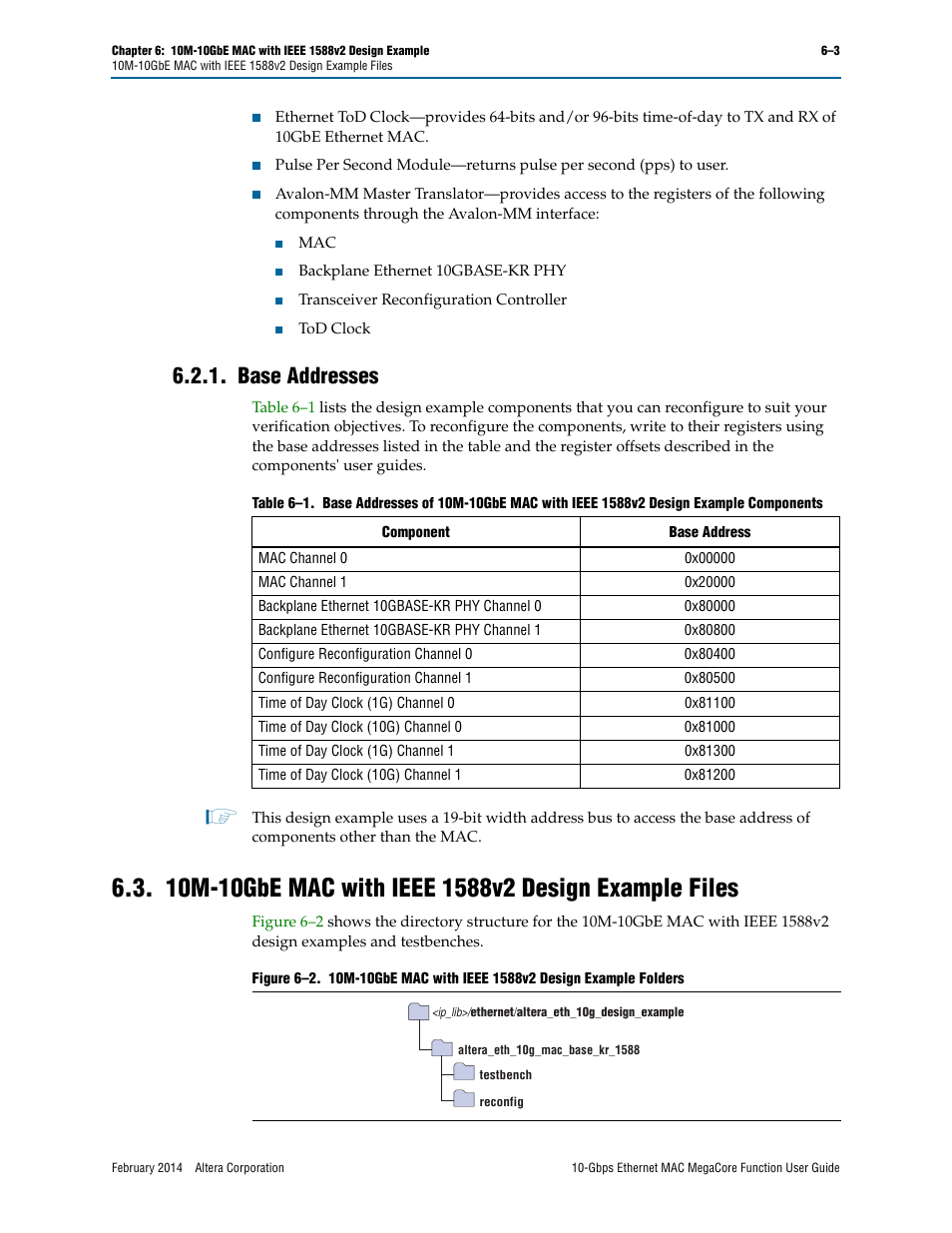 Base addresses, Base addresses –3 | Altera 10-Gbps Ethernet MAC MegaCore Function User Manual | Page 62 / 175