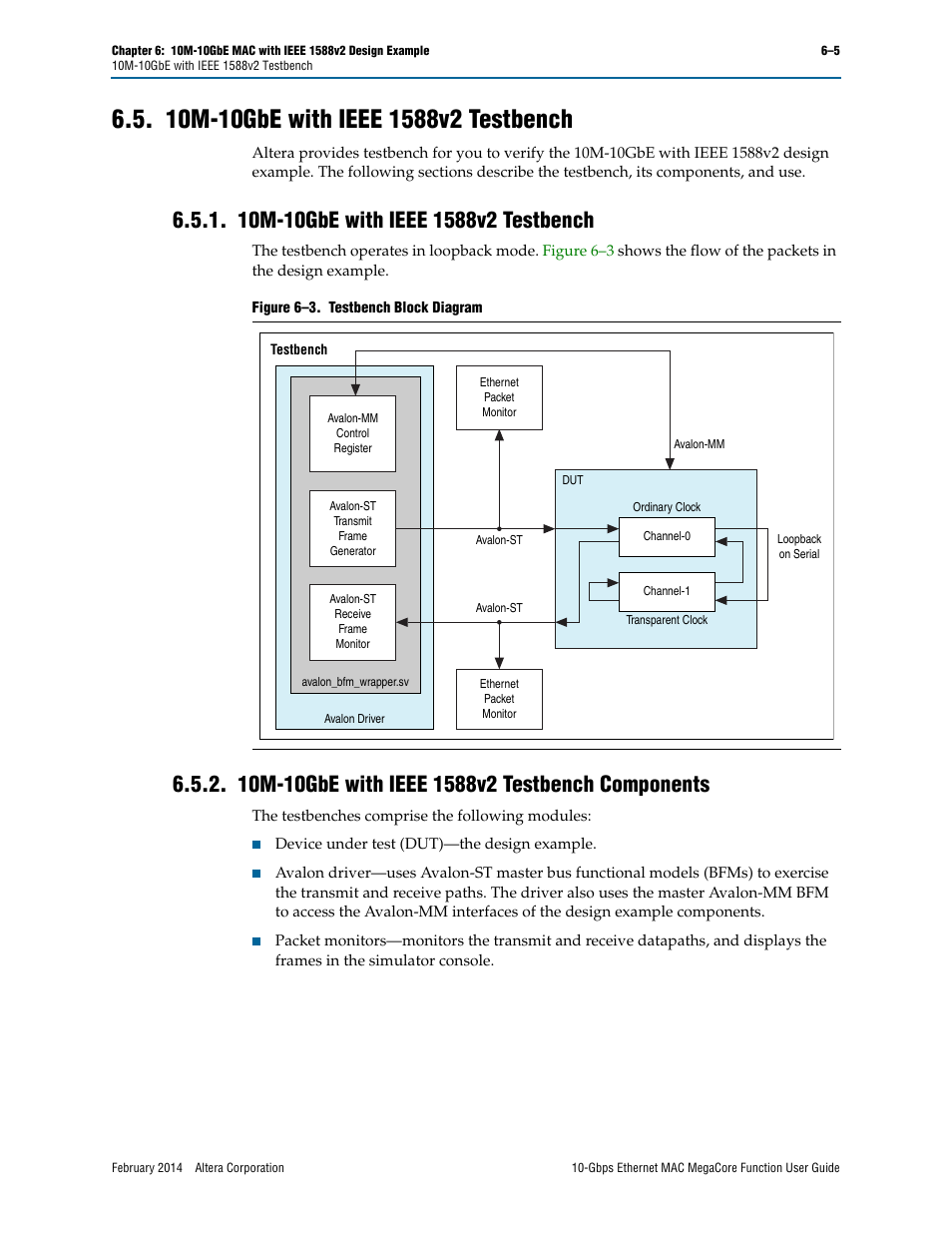 10m-10gbe with ieee 1588v2 testbench, 10m-10gbe with ieee 1588v2 testbench components, 10m-10gbe with ieee 1588v2 testbench –5 | Altera 10-Gbps Ethernet MAC MegaCore Function User Manual | Page 64 / 175