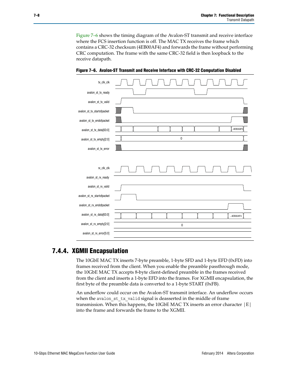 Xgmii encapsulation, Xgmii encapsulation –8 | Altera 10-Gbps Ethernet MAC MegaCore Function User Manual | Page 75 / 175