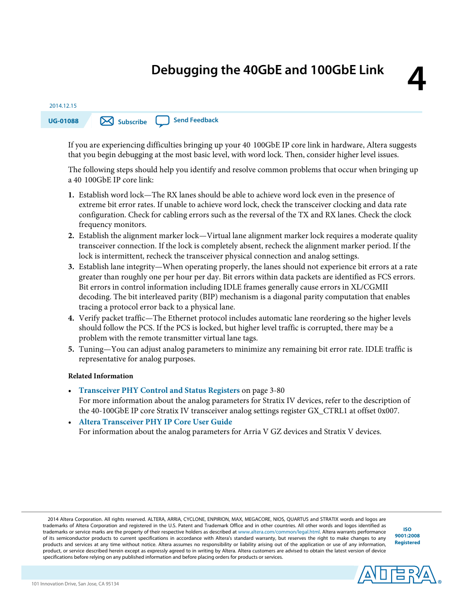 Debugging the 40gbe and 100gbe link, Debugging the 40gbe and 100gbe link -1 | Altera 40-Gbps Ethernet MAC and PHY MegaCore Function User Manual | Page 168 / 199