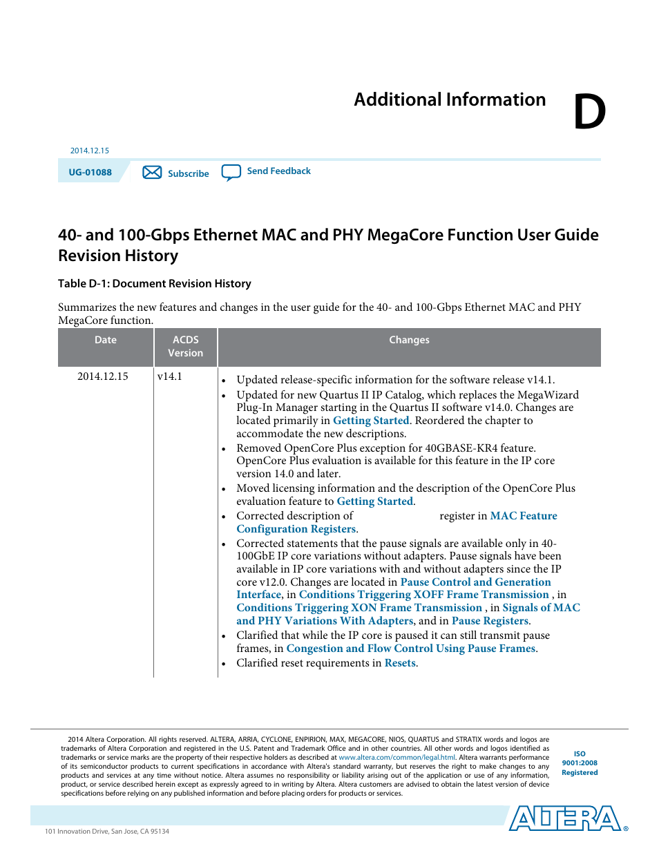 Additional information | Altera 40-Gbps Ethernet MAC and PHY MegaCore Function User Manual | Page 190 / 199