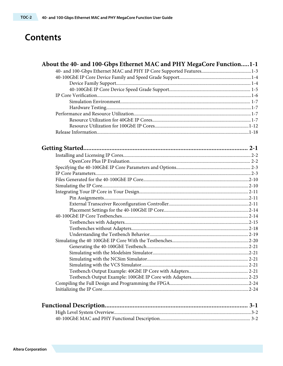 Altera 40-Gbps Ethernet MAC and PHY MegaCore Function User Manual | Page 2 / 199