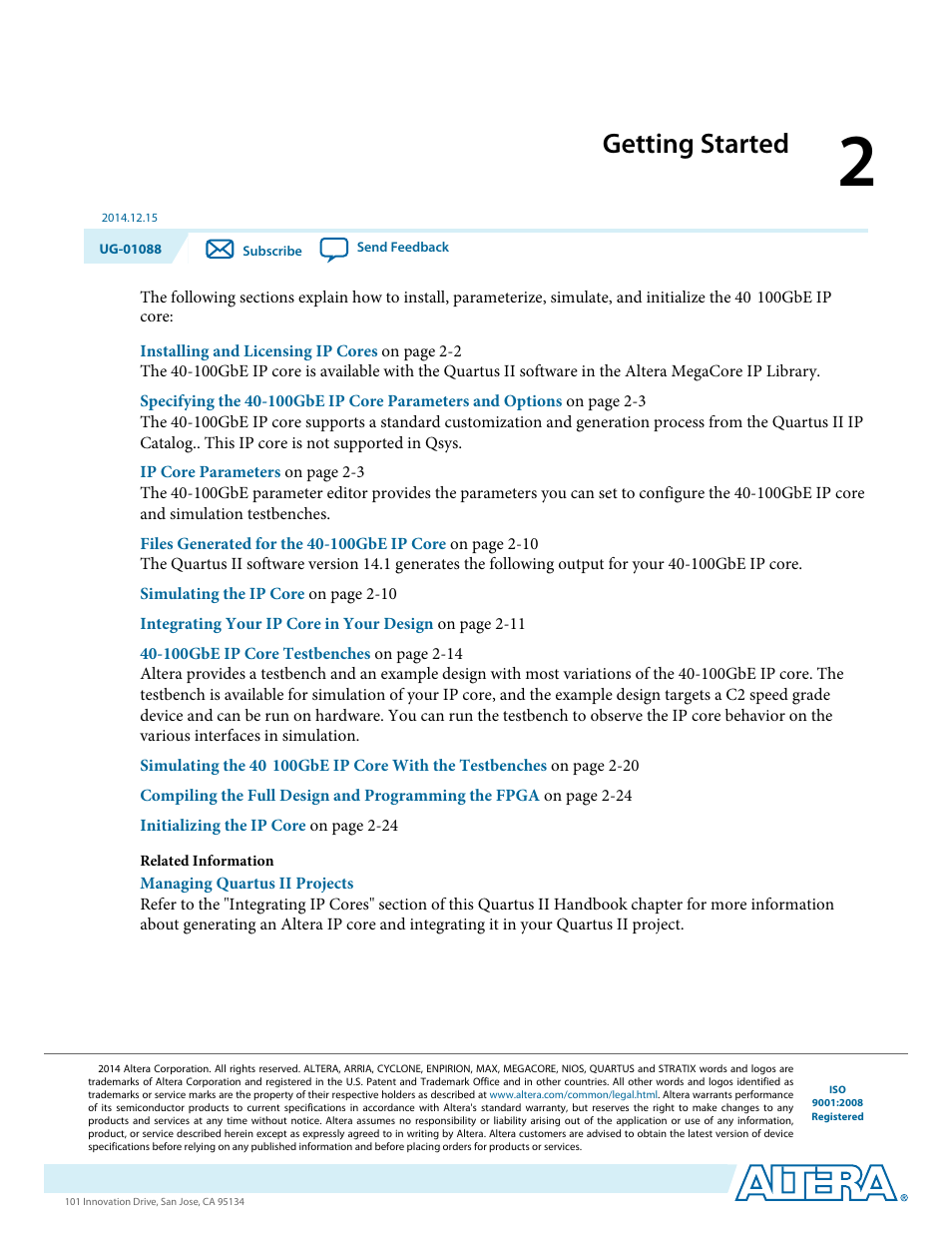 Getting started, Getting started -1 | Altera 40-Gbps Ethernet MAC and PHY MegaCore Function User Manual | Page 23 / 199