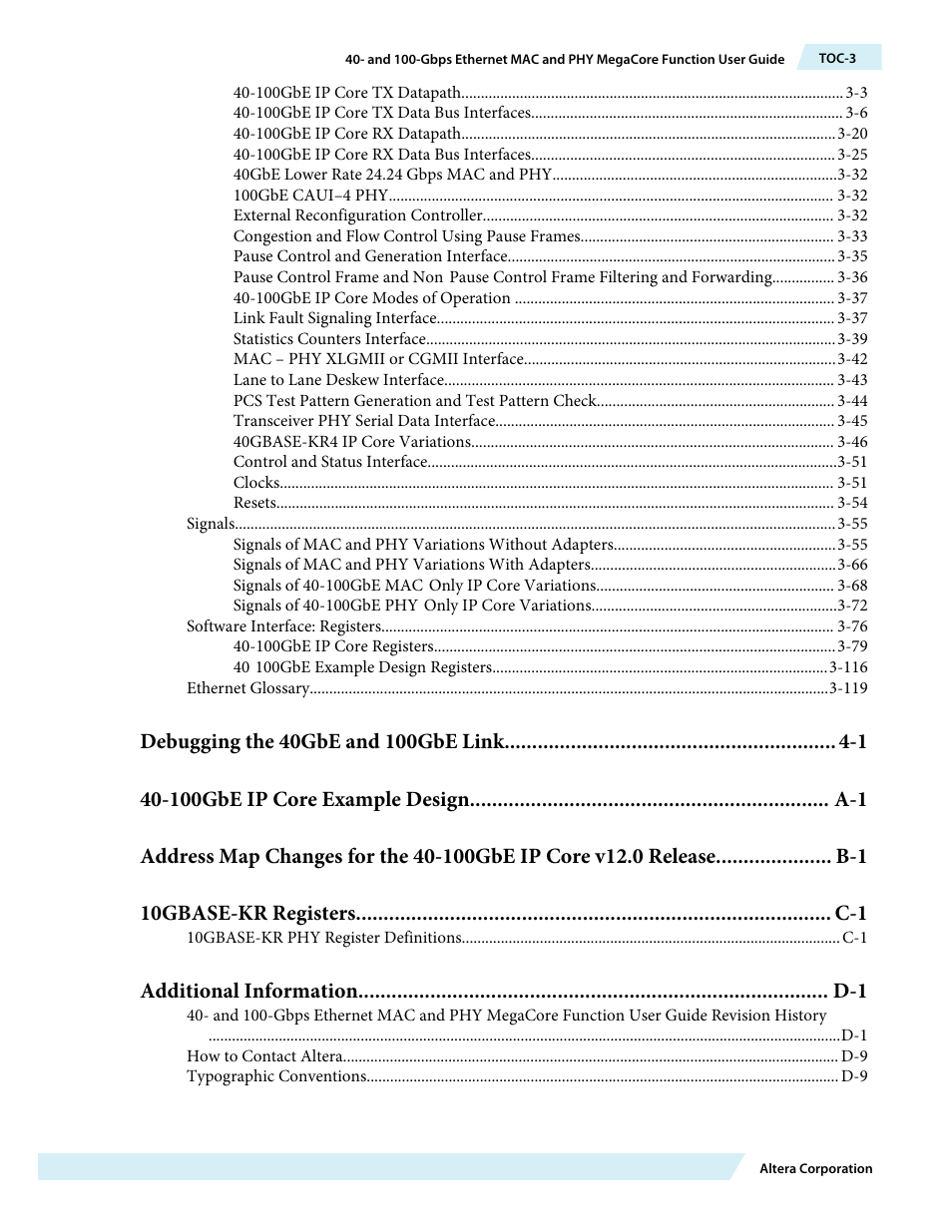 Altera 40-Gbps Ethernet MAC and PHY MegaCore Function User Manual | Page 3 / 199