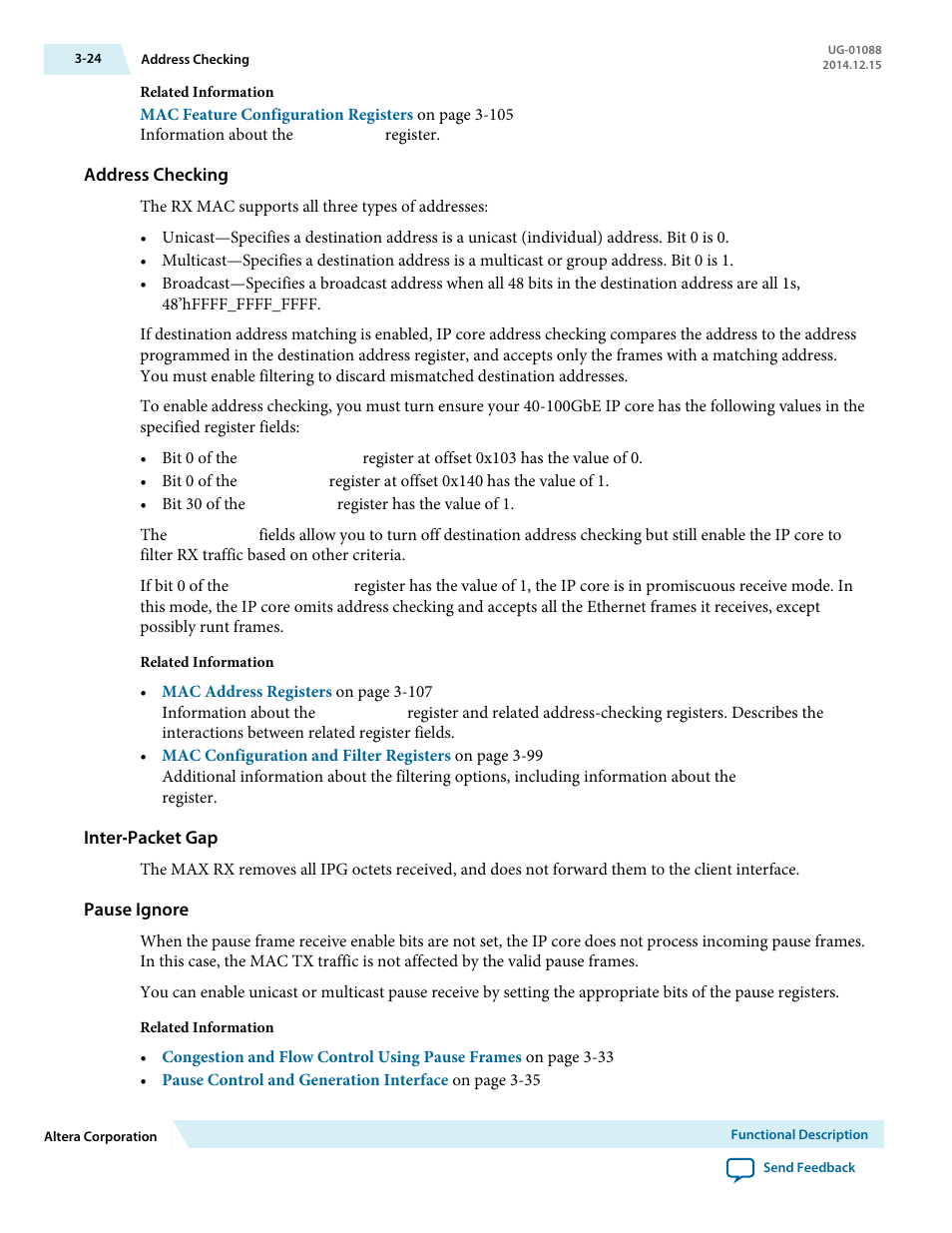 Address checking, Inter‑packet gap, Pause ignore | Inter-packet gap | Altera 40-Gbps Ethernet MAC and PHY MegaCore Function User Manual | Page 71 / 199