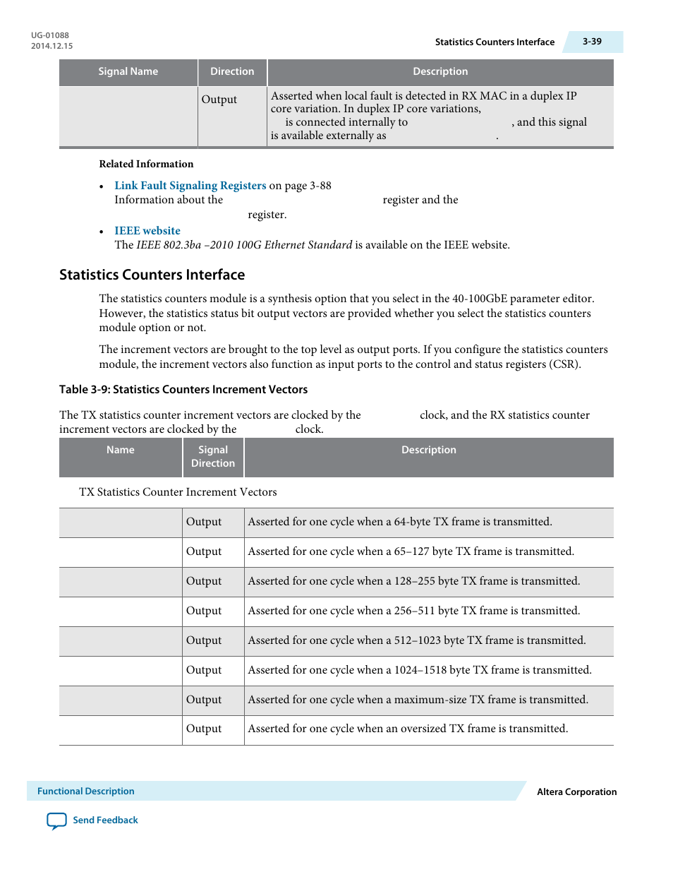 Statistics counters interface, Statistics counters interface -39 | Altera 40-Gbps Ethernet MAC and PHY MegaCore Function User Manual | Page 86 / 199