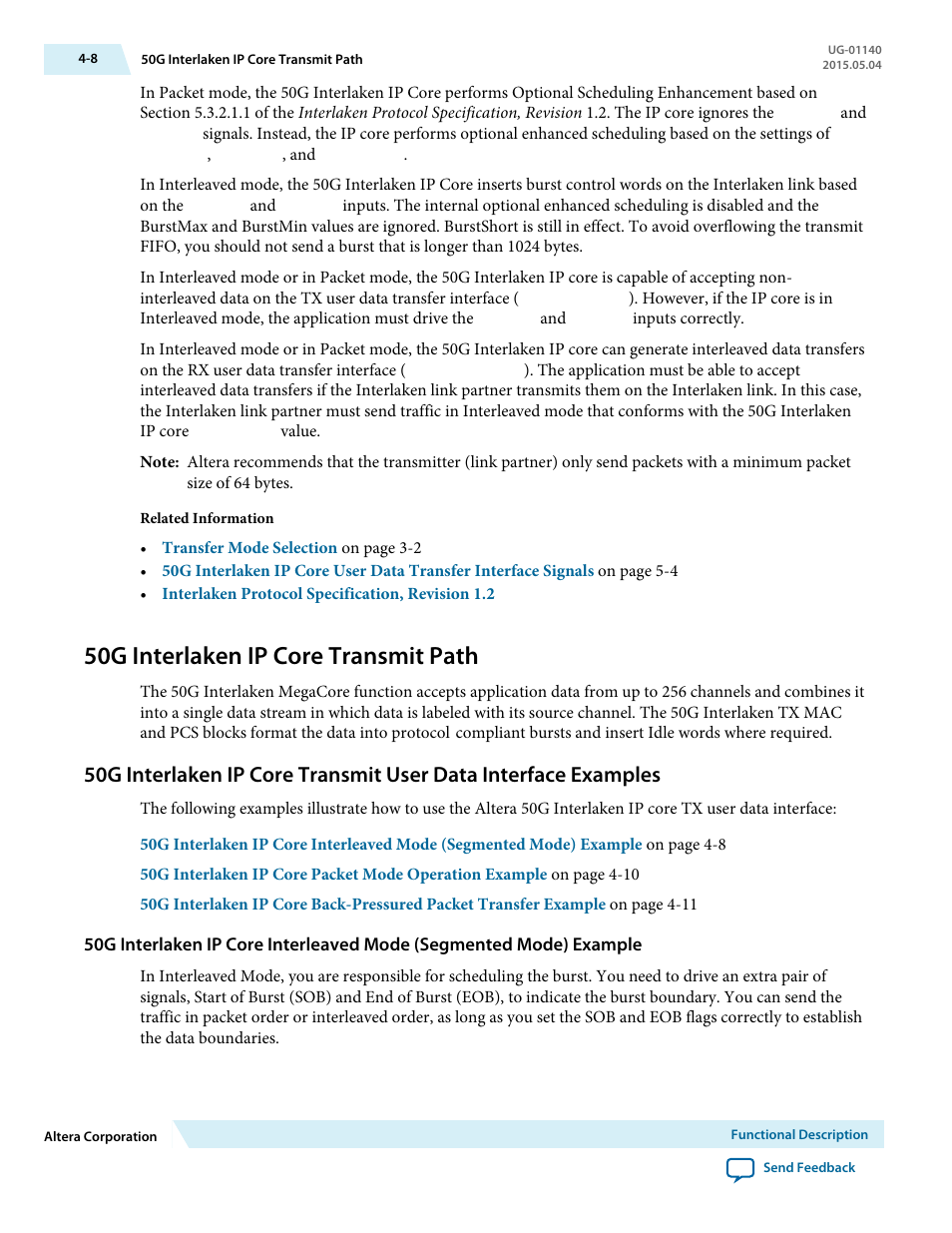50g interlaken ip core transmit path, 50g interlaken ip core transmit path -8 | Altera 50G Interlaken MegaCore Function User Manual | Page 34 / 94