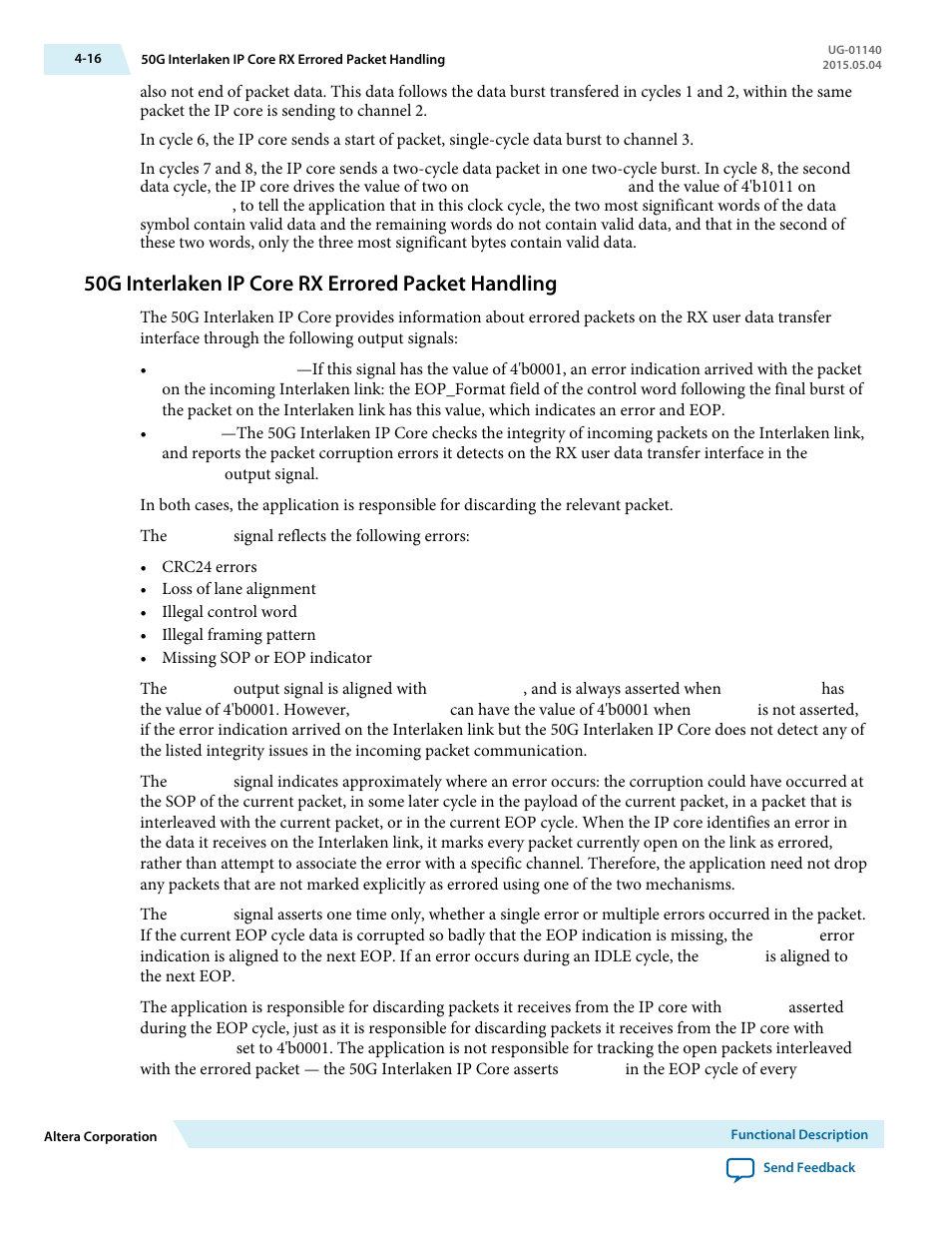 50g interlaken ip core rx errored packet handling | Altera 50G Interlaken MegaCore Function User Manual | Page 42 / 94