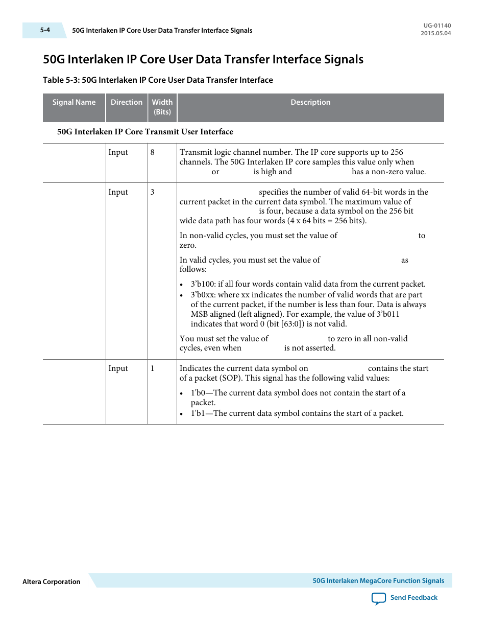 Altera 50G Interlaken MegaCore Function User Manual | Page 50 / 94