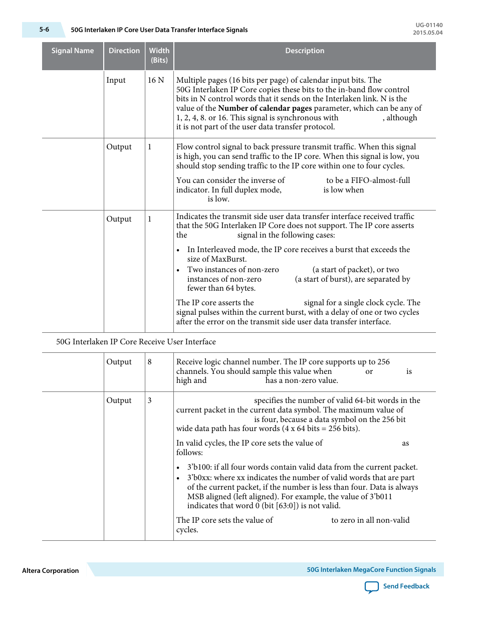 Altera 50G Interlaken MegaCore Function User Manual | Page 52 / 94