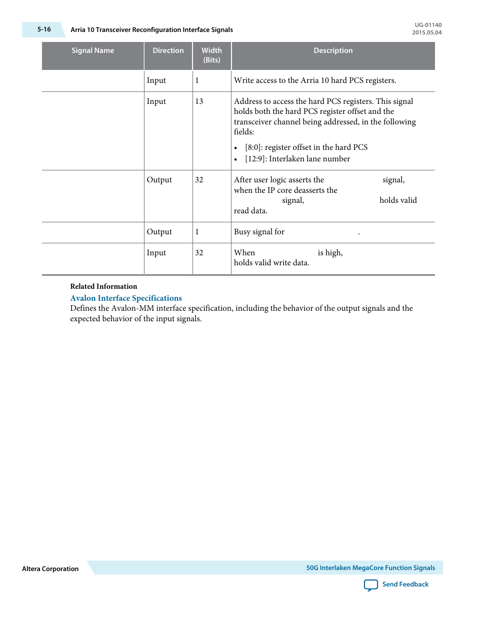 Altera 50G Interlaken MegaCore Function User Manual | Page 62 / 94