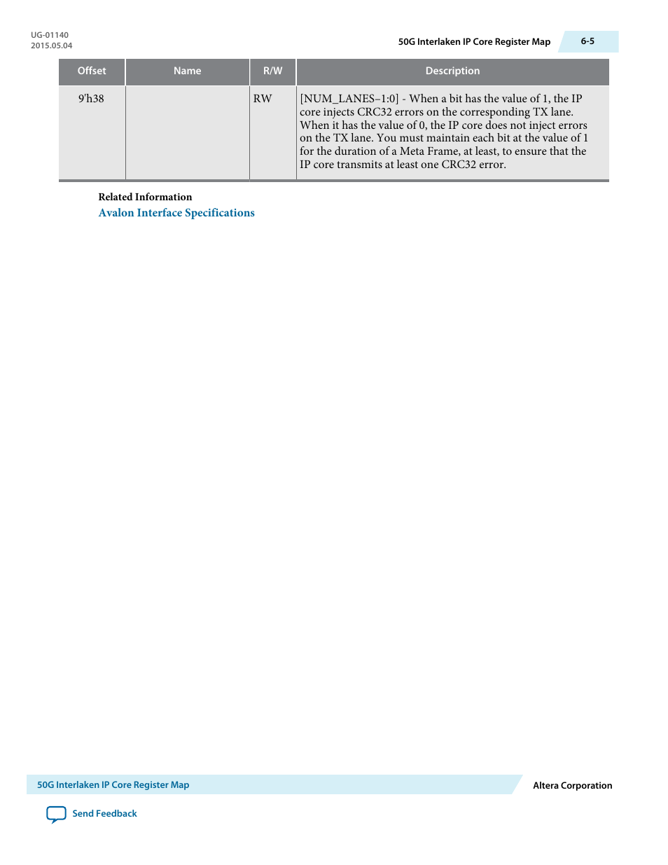 Altera 50G Interlaken MegaCore Function User Manual | Page 67 / 94