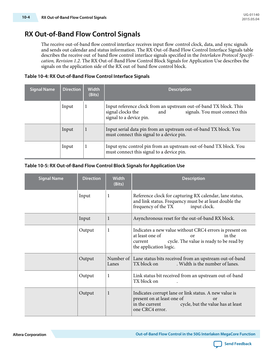 Rx out-of-band flow control signals, Rx out-of-band flow control signals -4 | Altera 50G Interlaken MegaCore Function User Manual | Page 87 / 94