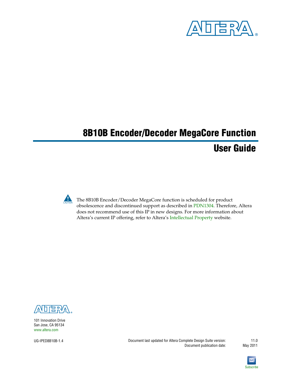 Altera 8B10B Encoder/Decoder MegaCore Function User Manual | 32 pages