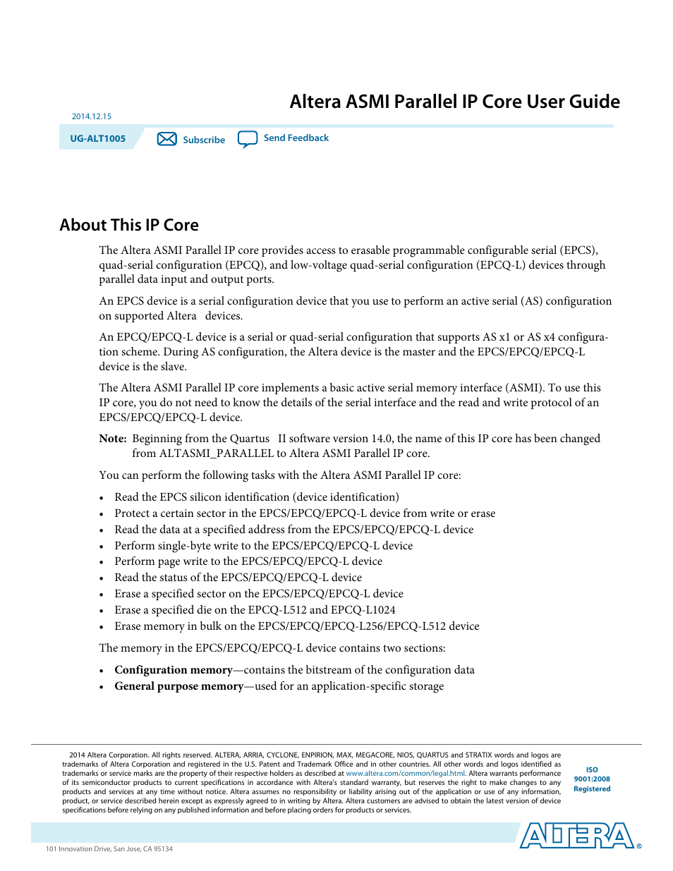 Altera Active Serial Memory Interface User Manual | 36 pages
