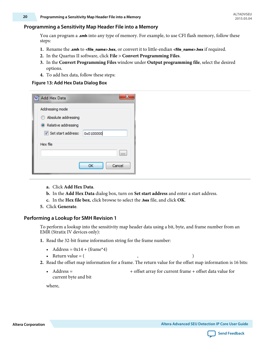 Performing a lookup for smh revision 1 | Altera Advanced SEU Detection IP Core User Manual | Page 20 / 22