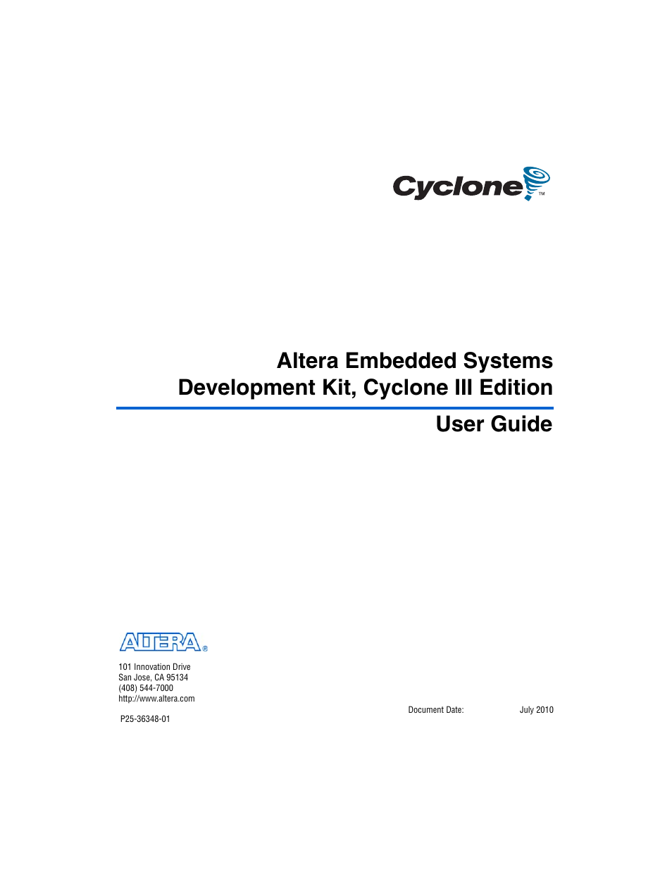 Altera Embedded Systems Development Kit, Cyclone III Edition User Manual | 82 pages