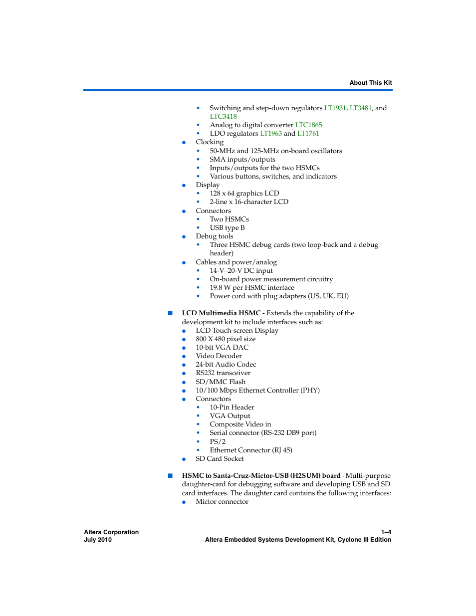 Altera Embedded Systems Development Kit, Cyclone III Edition User Manual | Page 10 / 82