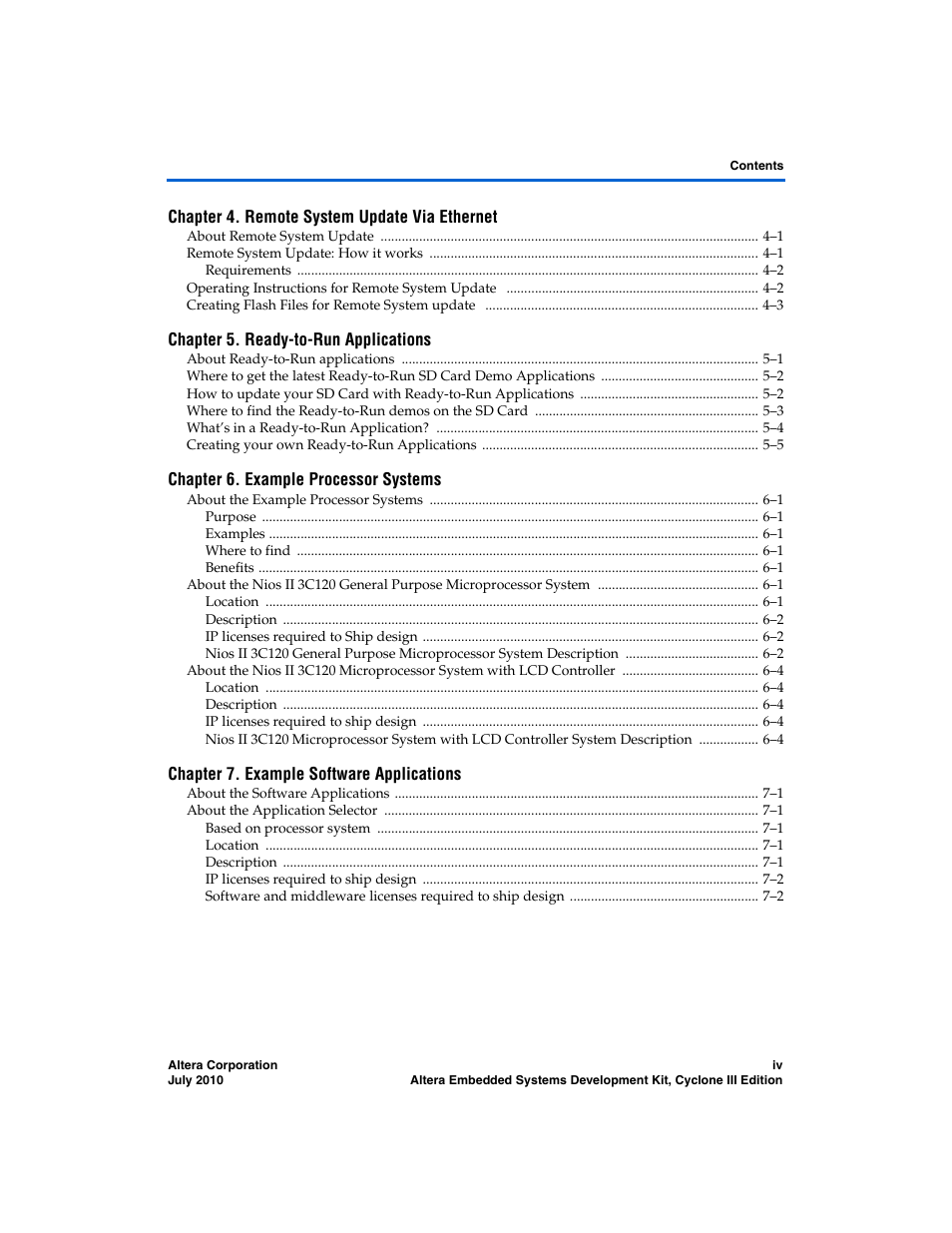 Altera Embedded Systems Development Kit, Cyclone III Edition User Manual | Page 4 / 82