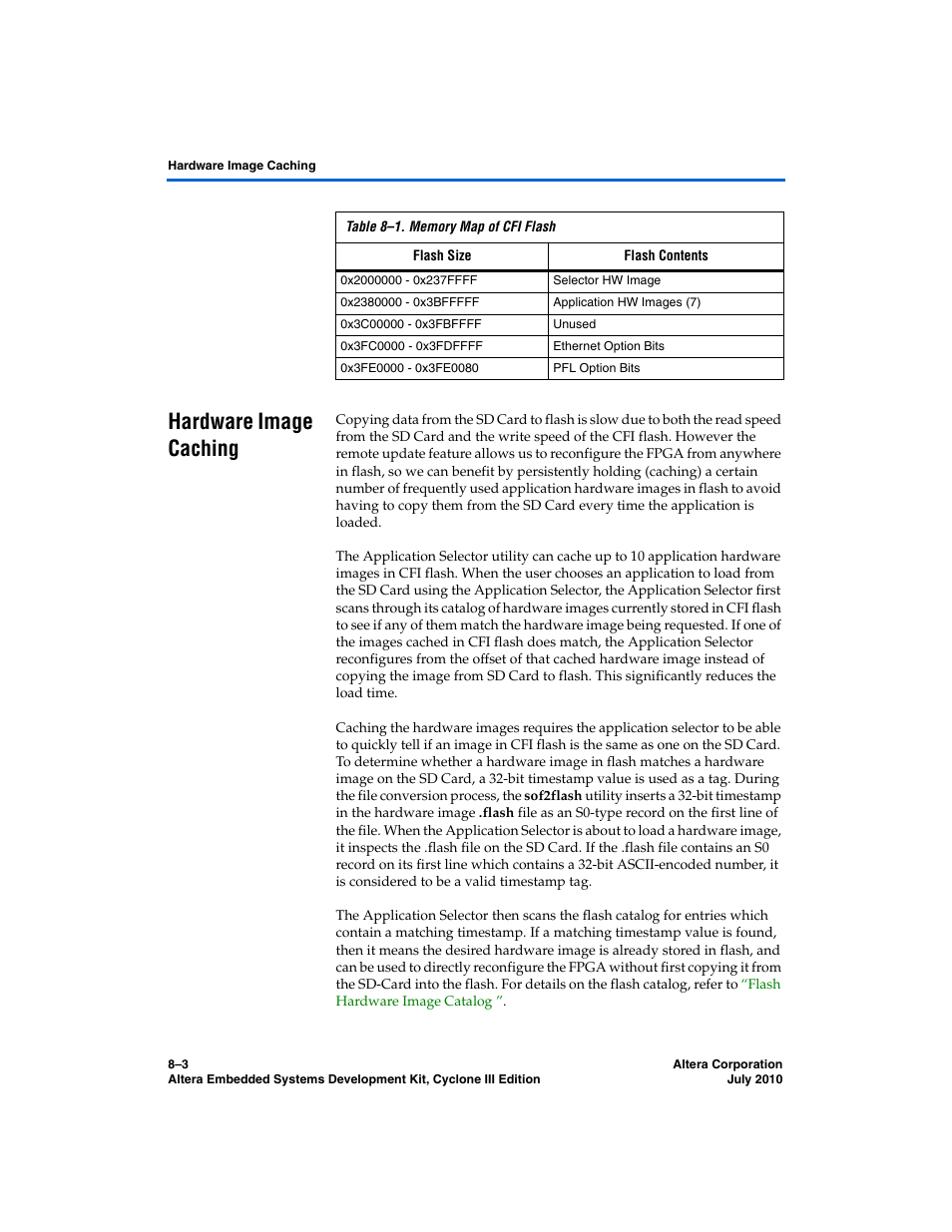 Hardware image caching, Hardware image caching –3 | Altera Embedded Systems Development Kit, Cyclone III Edition User Manual | Page 51 / 82