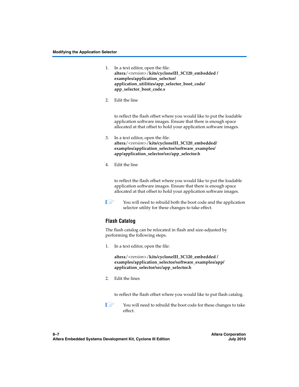 Flash catalog | Altera Embedded Systems Development Kit, Cyclone III Edition User Manual | Page 55 / 82