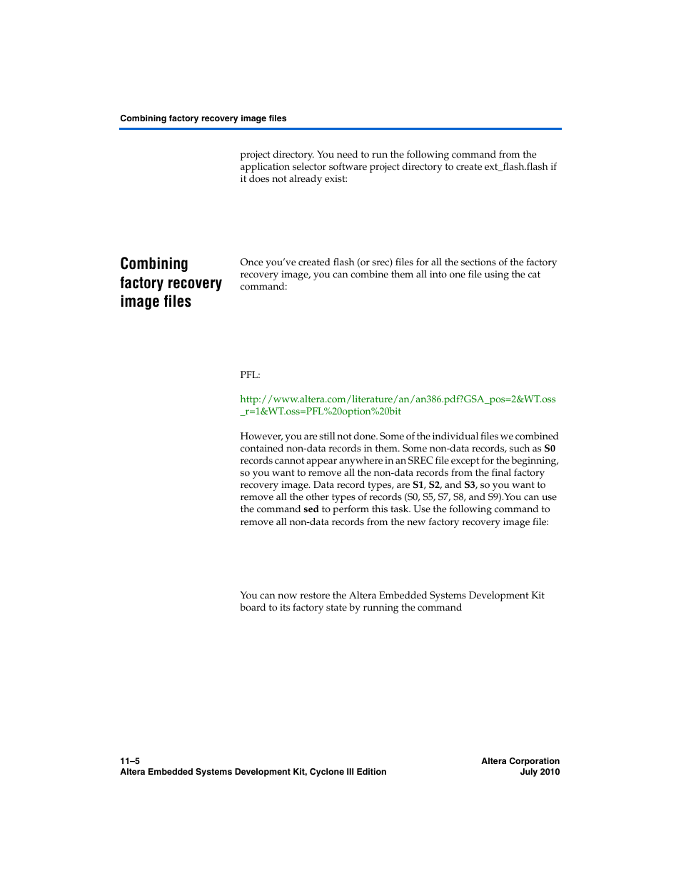 Combining factory recovery image files, Combining factory recovery image files –5 | Altera Embedded Systems Development Kit, Cyclone III Edition User Manual | Page 73 / 82