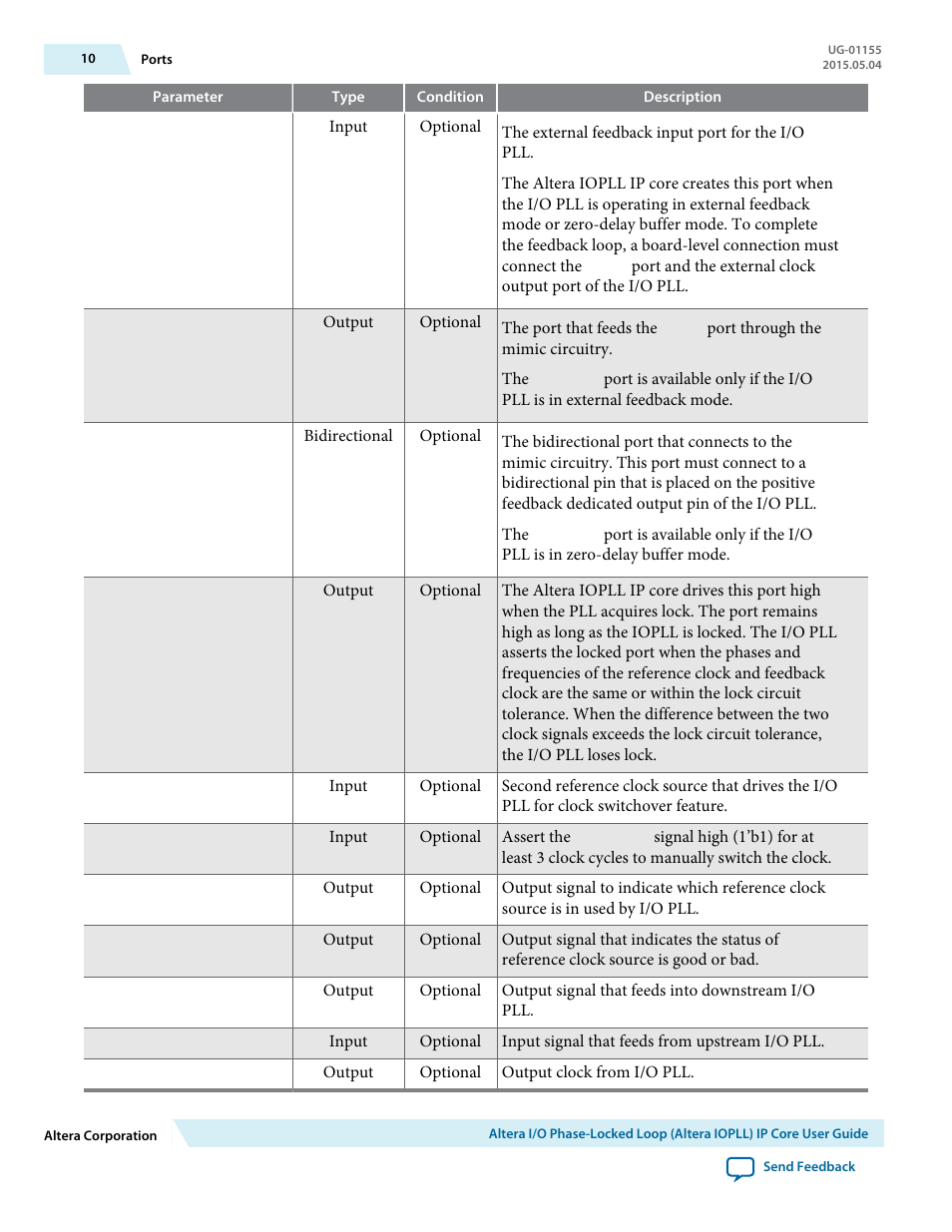 Altera I/O Phase-Locked Loop (Altera IOPLL) IP Core User Manual | Page 10 / 11