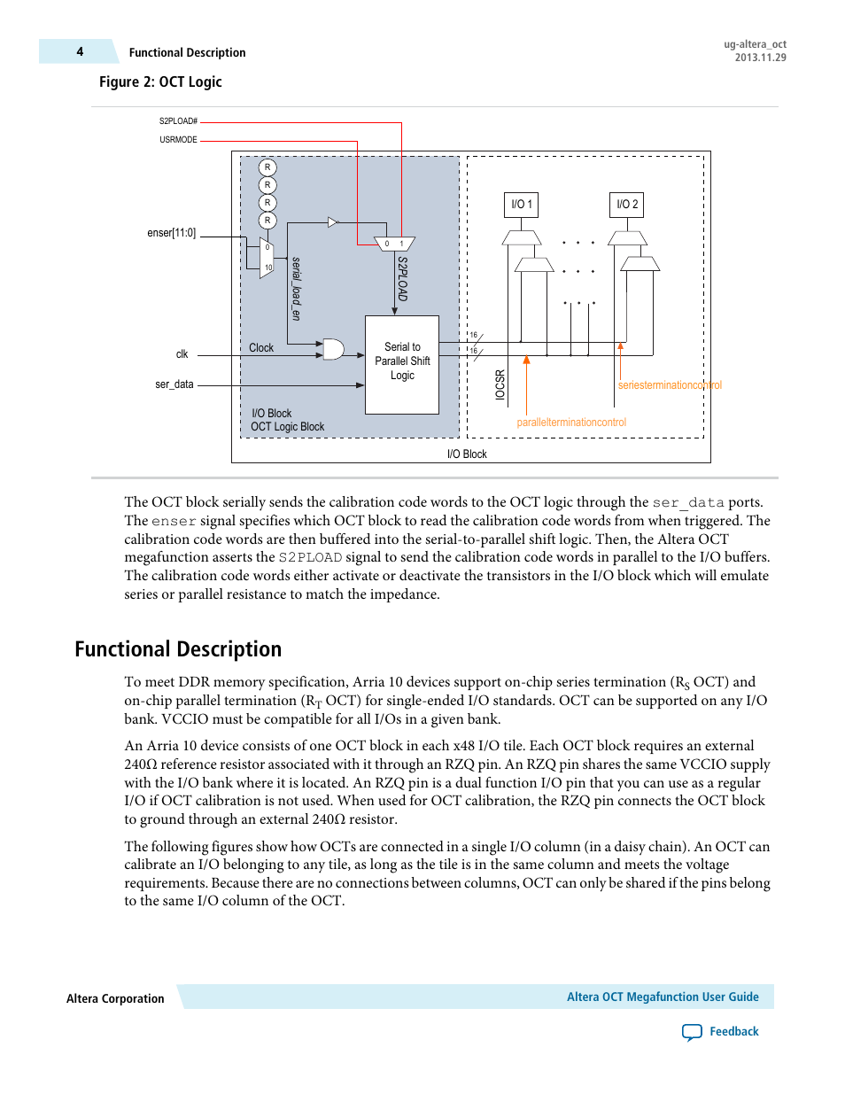 Functional description, Figure 2: oct logic, Oct) and on-chip parallel termination (r | Altera OCT User Manual | Page 4 / 10