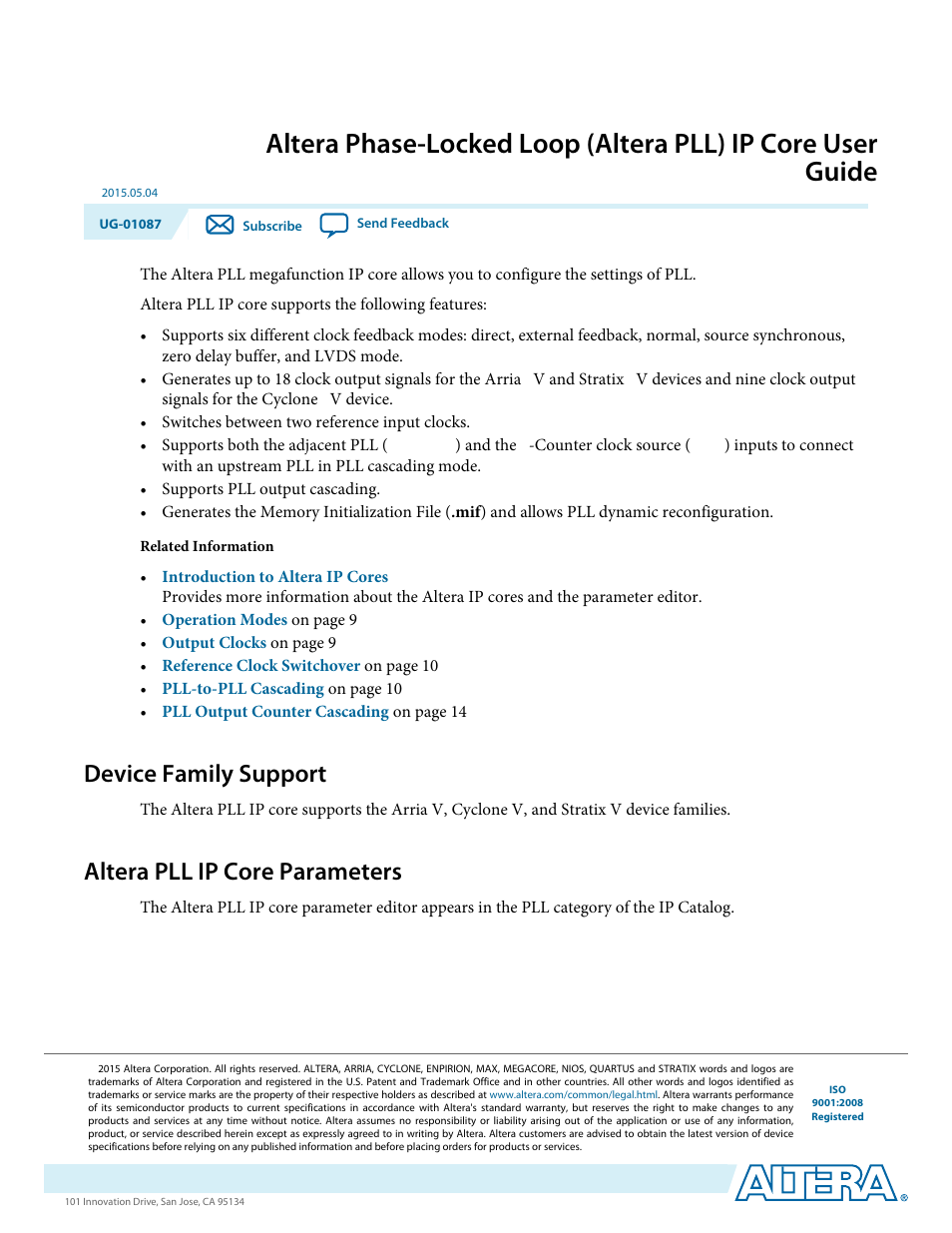 Altera Phase-Locked Loop User Manual | 18 pages