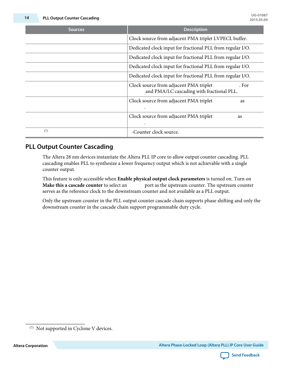 Pll output counter cascading | Altera Phase-Locked Loop User Manual | Page 14 / 18
